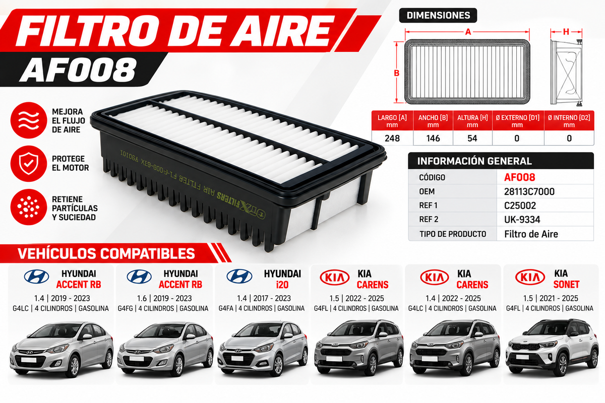 Filtro de Aire Hyundai Accent V 1.4 — 2021 - 2023